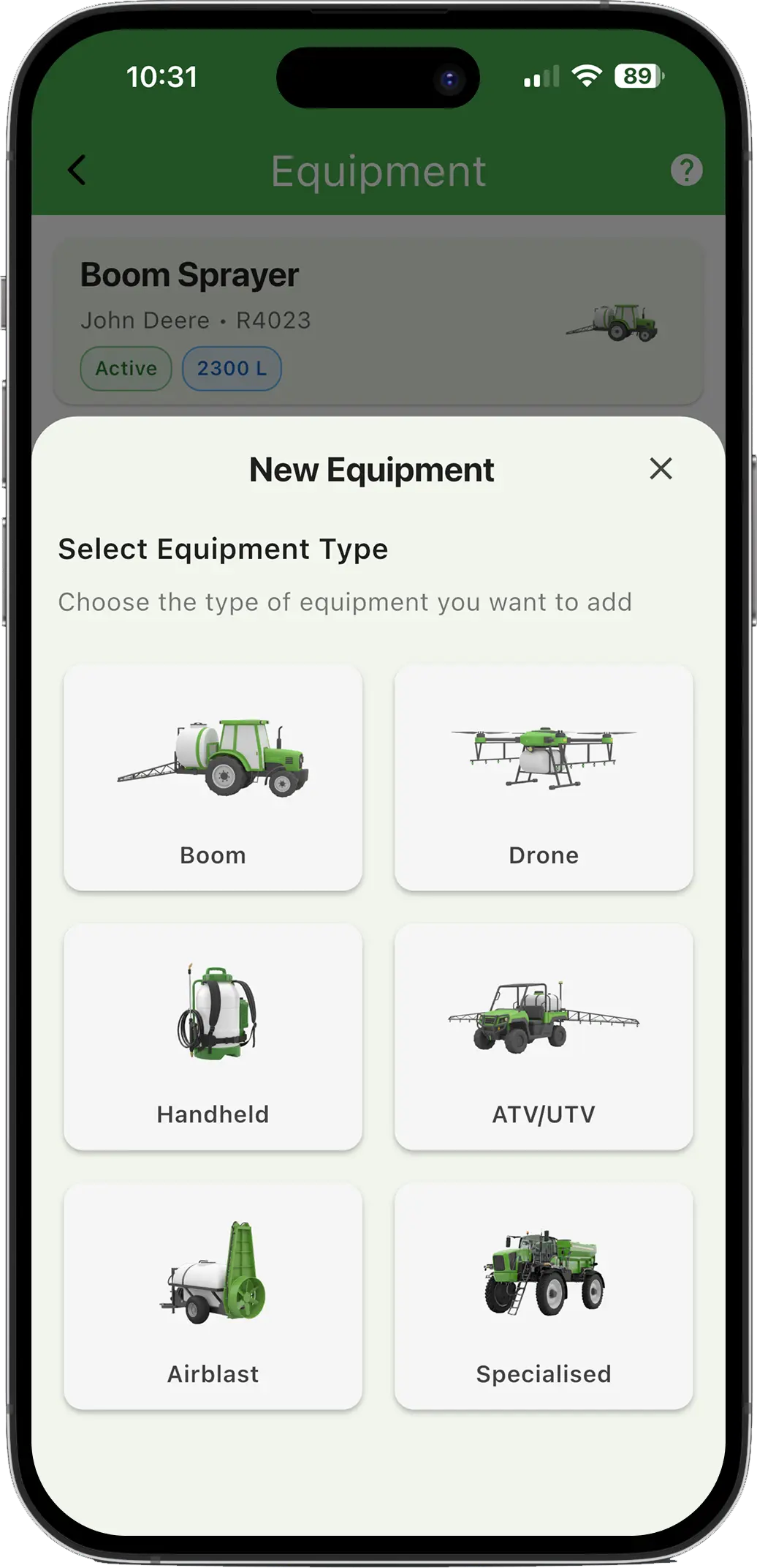 Equipment Types Screenshot